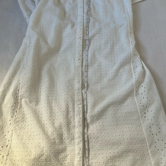 By ESQ NWNT WOMAN  LACE Long Sleeve Cotton Blend MIDI DRESS WHITE M - Picture 10 of 14